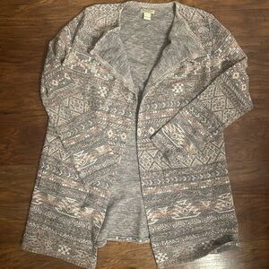 Lucky Brand Open Front Women’s Loose Fitting Geometric Cardigan, Size L